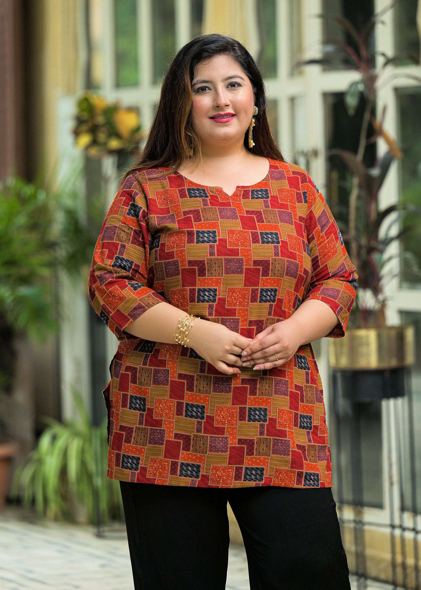 Red Printed Top/Tunic