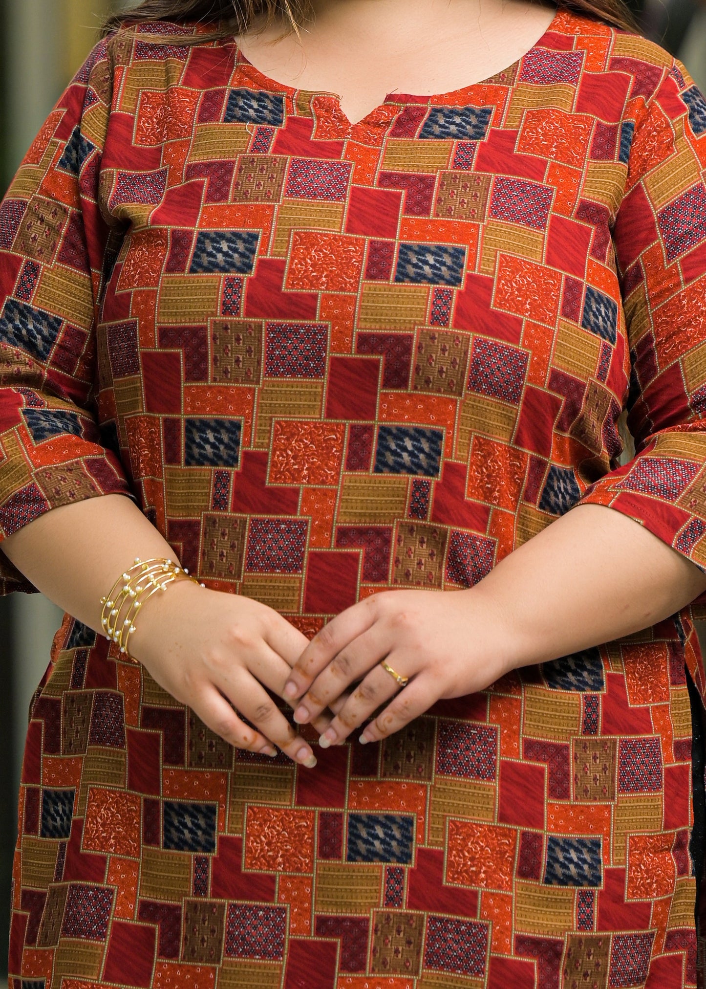 Red Printed Top/Tunic