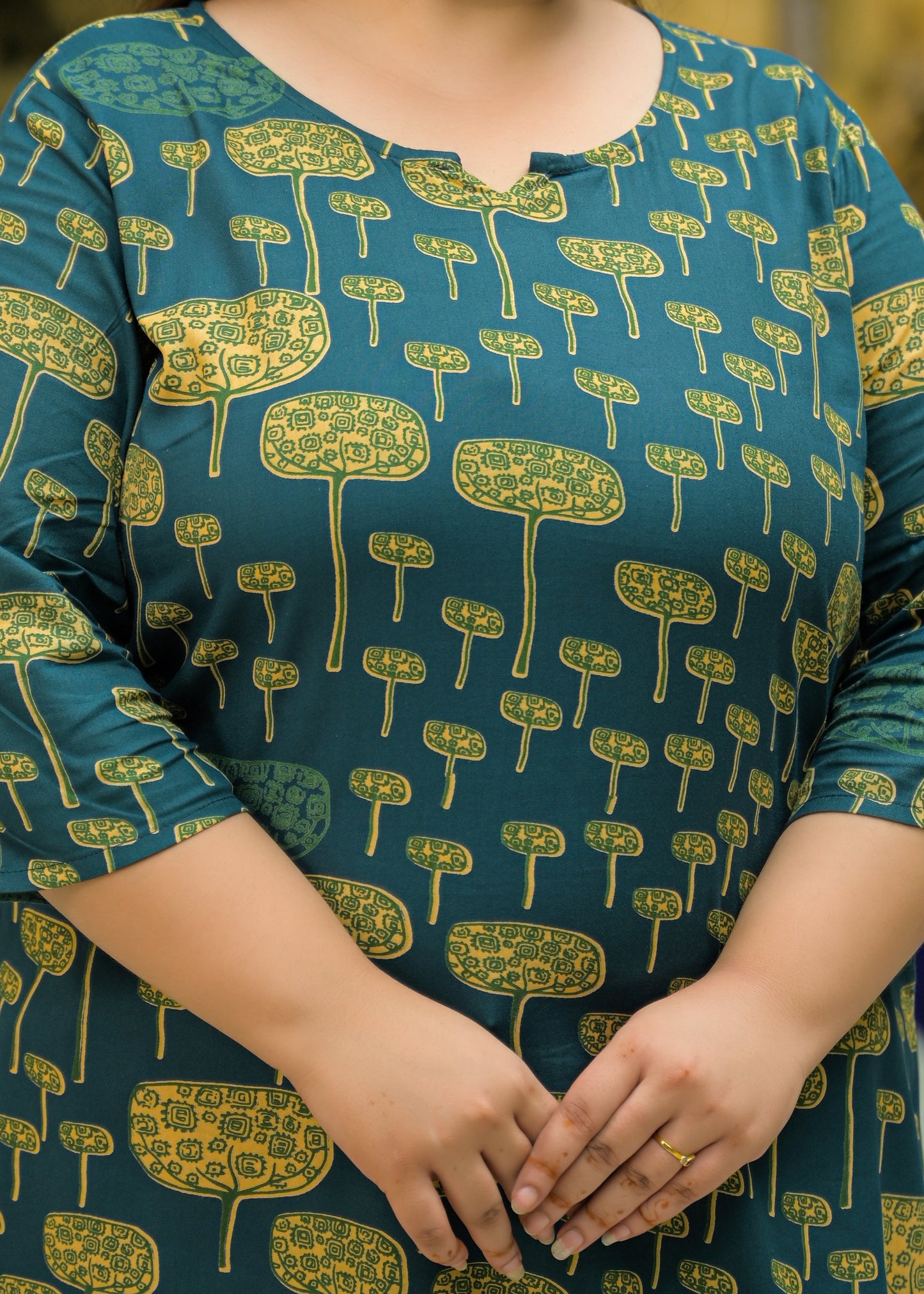Teal Blue Printed Top/Tunic