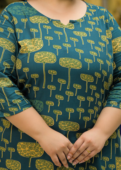 Teal Blue Printed Top/Tunic