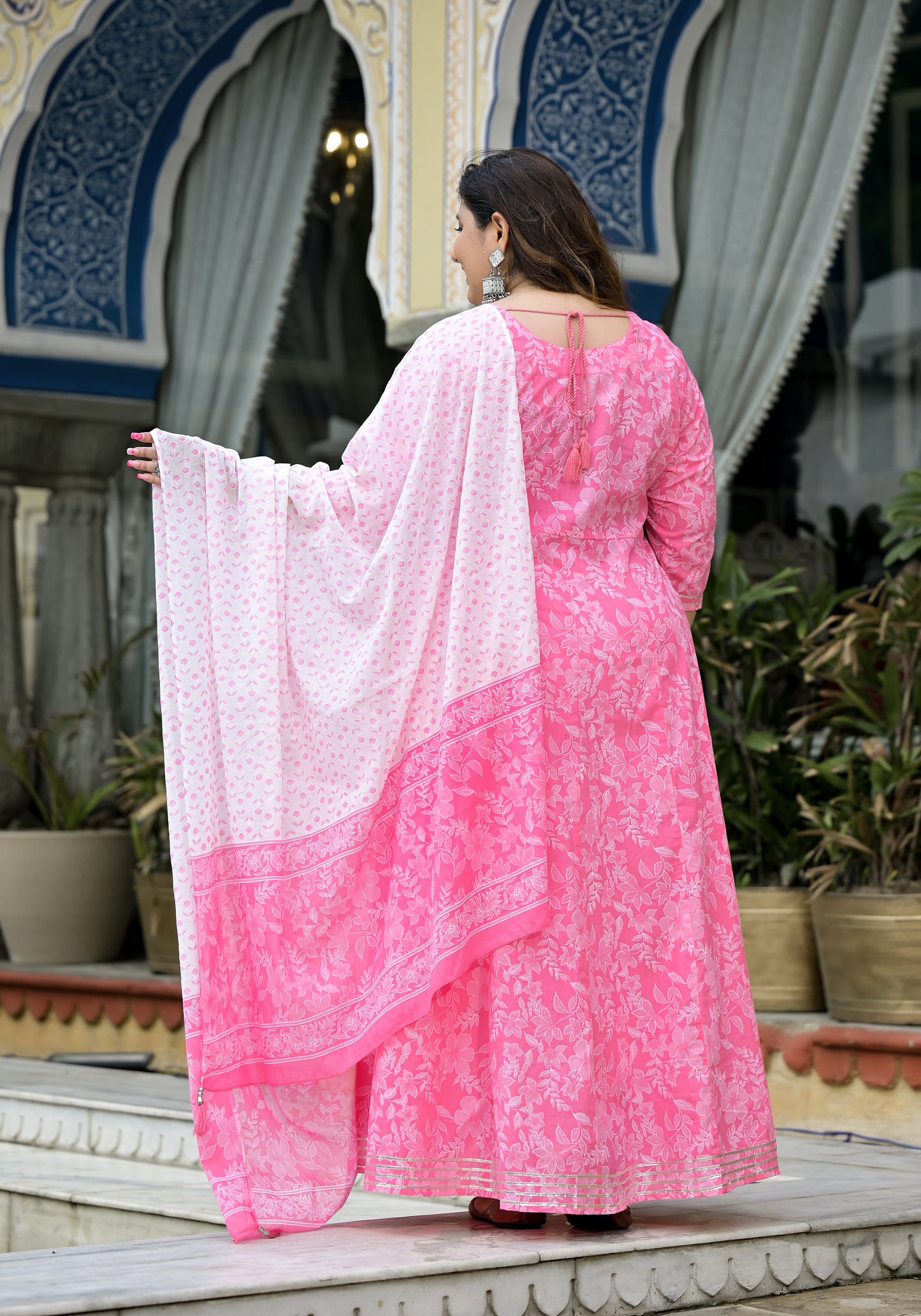 Pink Anarkali Kurta Dupatta Set