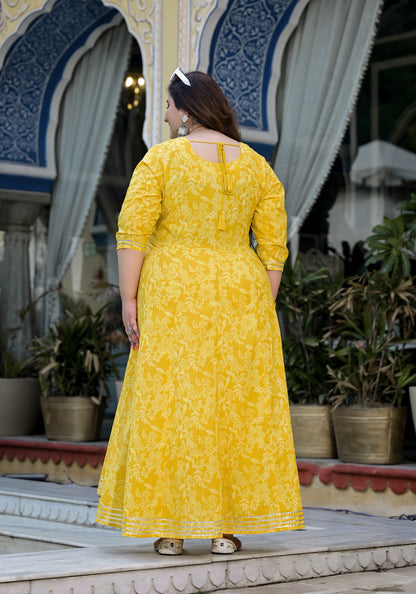 Yellow Anarkali Kurta Dupatta Set