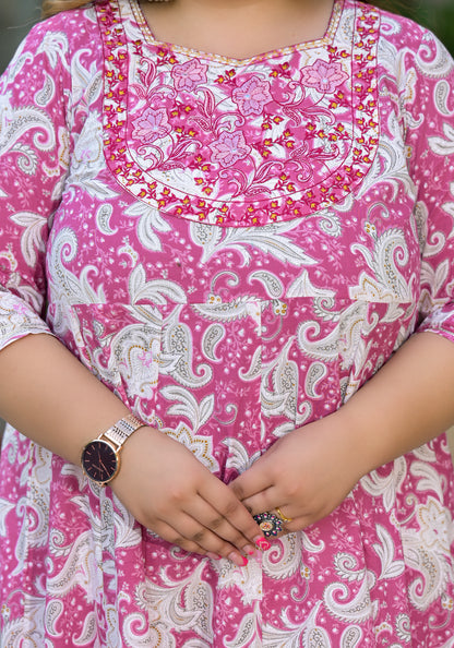 Pink Anarkali Kurta Dupatta Set