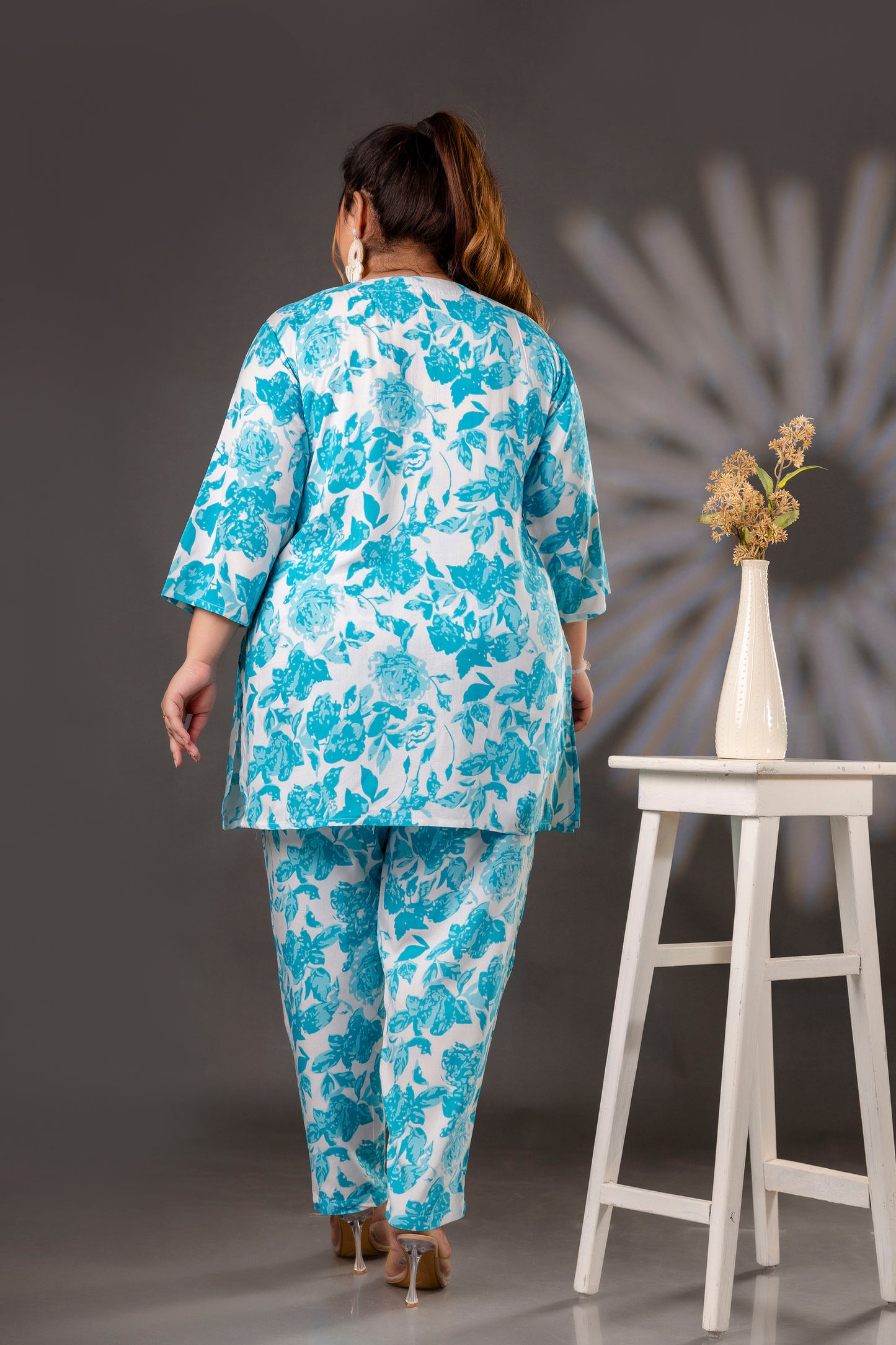 Sky Blue Floral Print Co-Ord Set