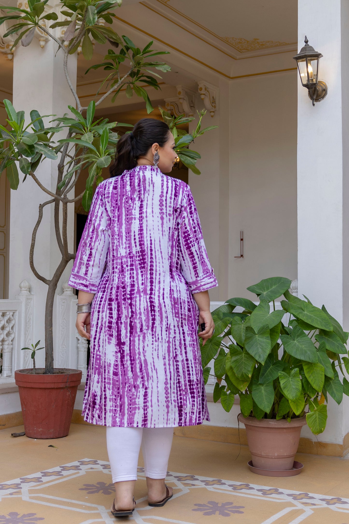 Purple Front Slit Princess Cut 'A' Line Kurta