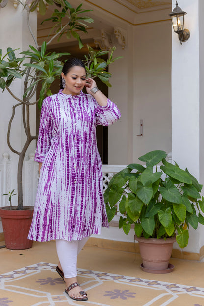 Purple Front Slit Princess Cut 'A' Line Kurta