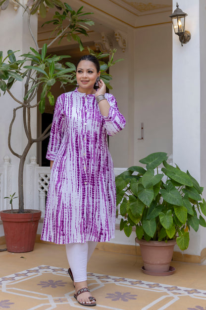 Purple Front Slit Princess Cut 'A' Line Kurta