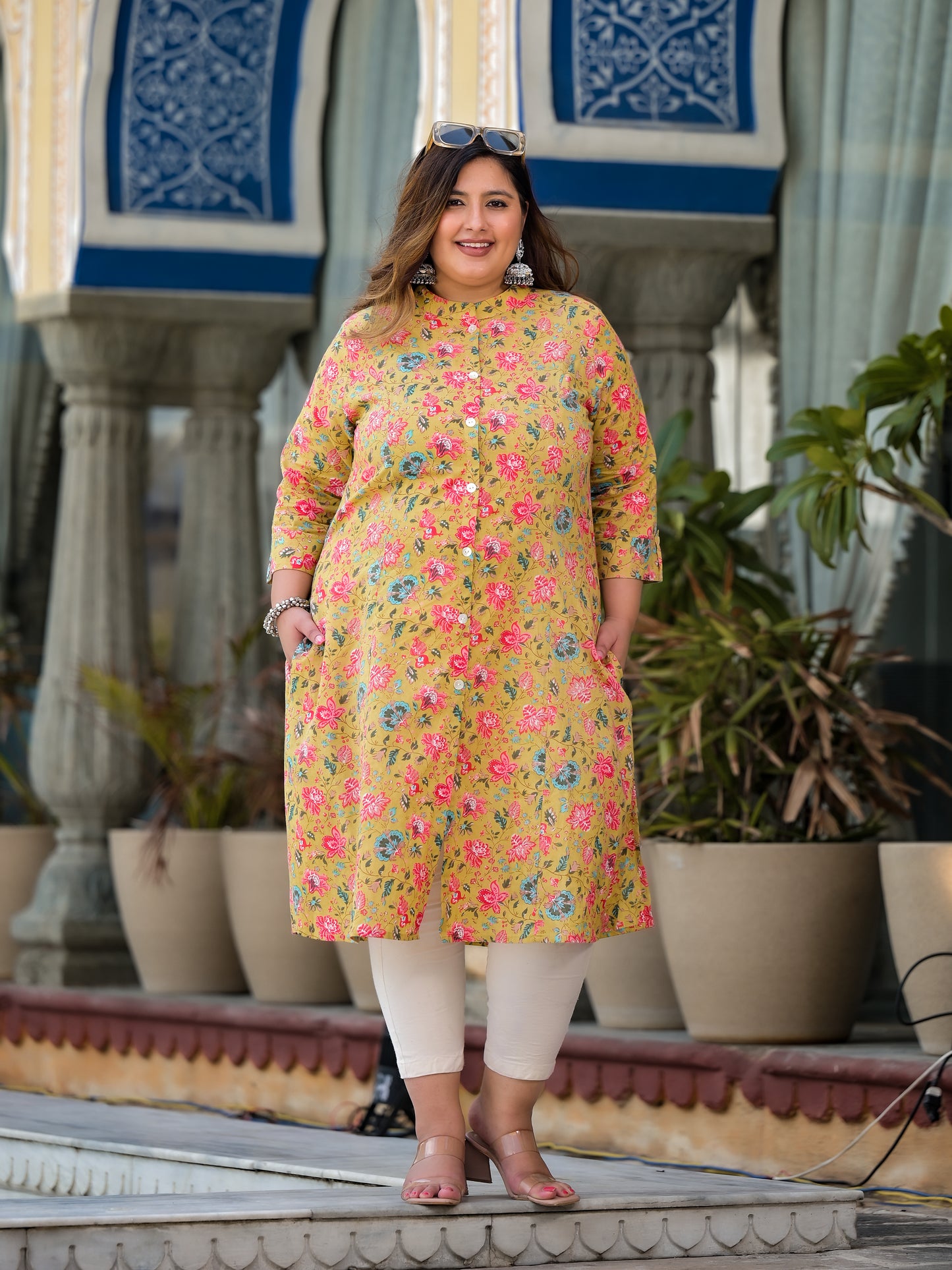 Yellow Front Slit 'A' Line Kurta