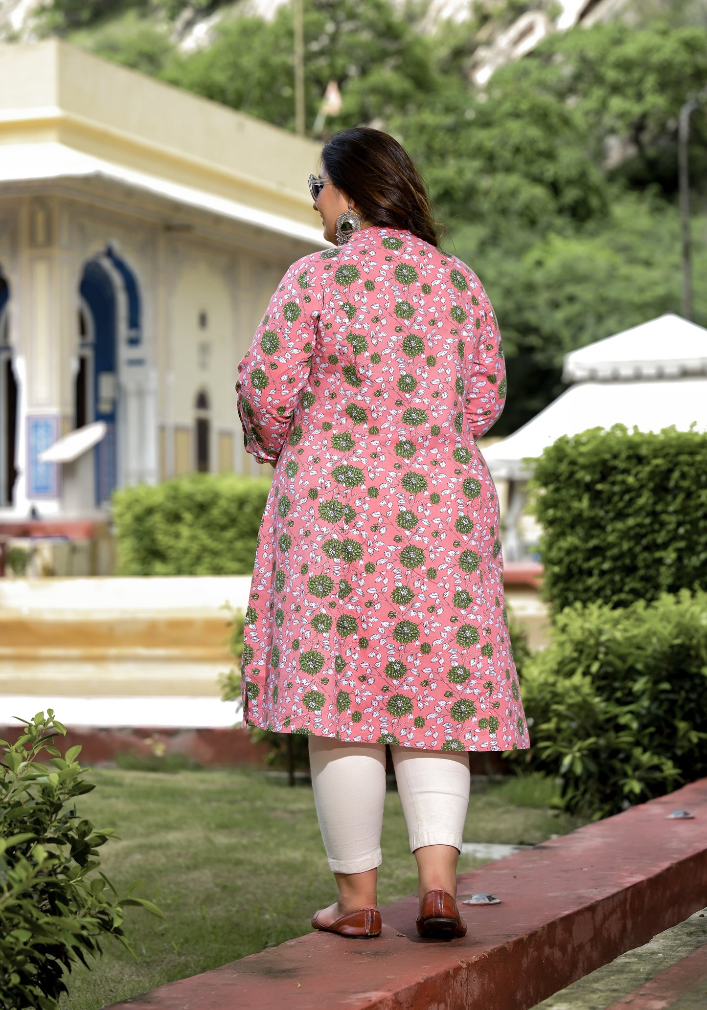 Pink Front Slit 'A' Line Kurta (Cotton)