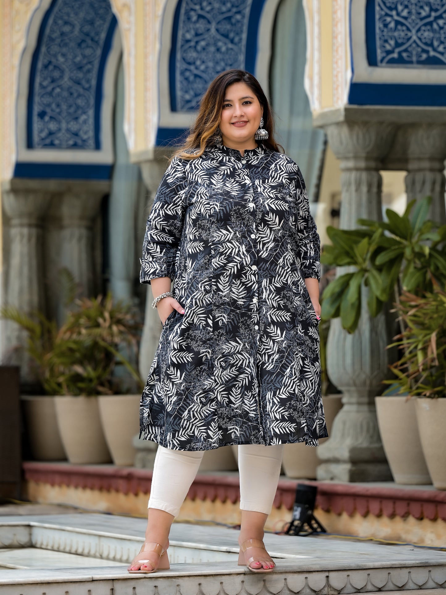 Black Front Slit 'A' Line Kurta