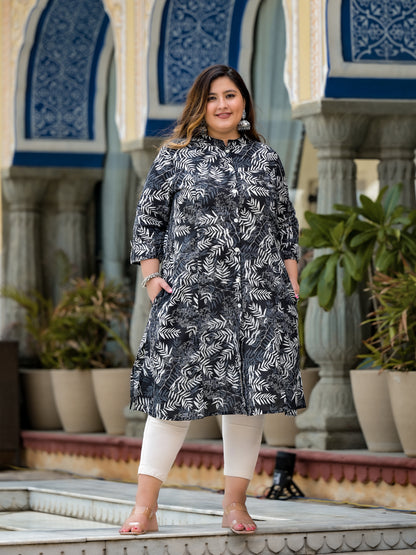 Black Front Slit 'A' Line Kurta