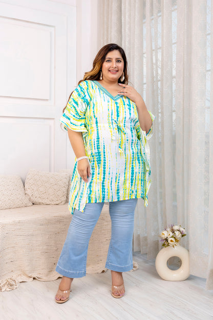 Sea-Green Tie-Dye Kaftan Tunic Top