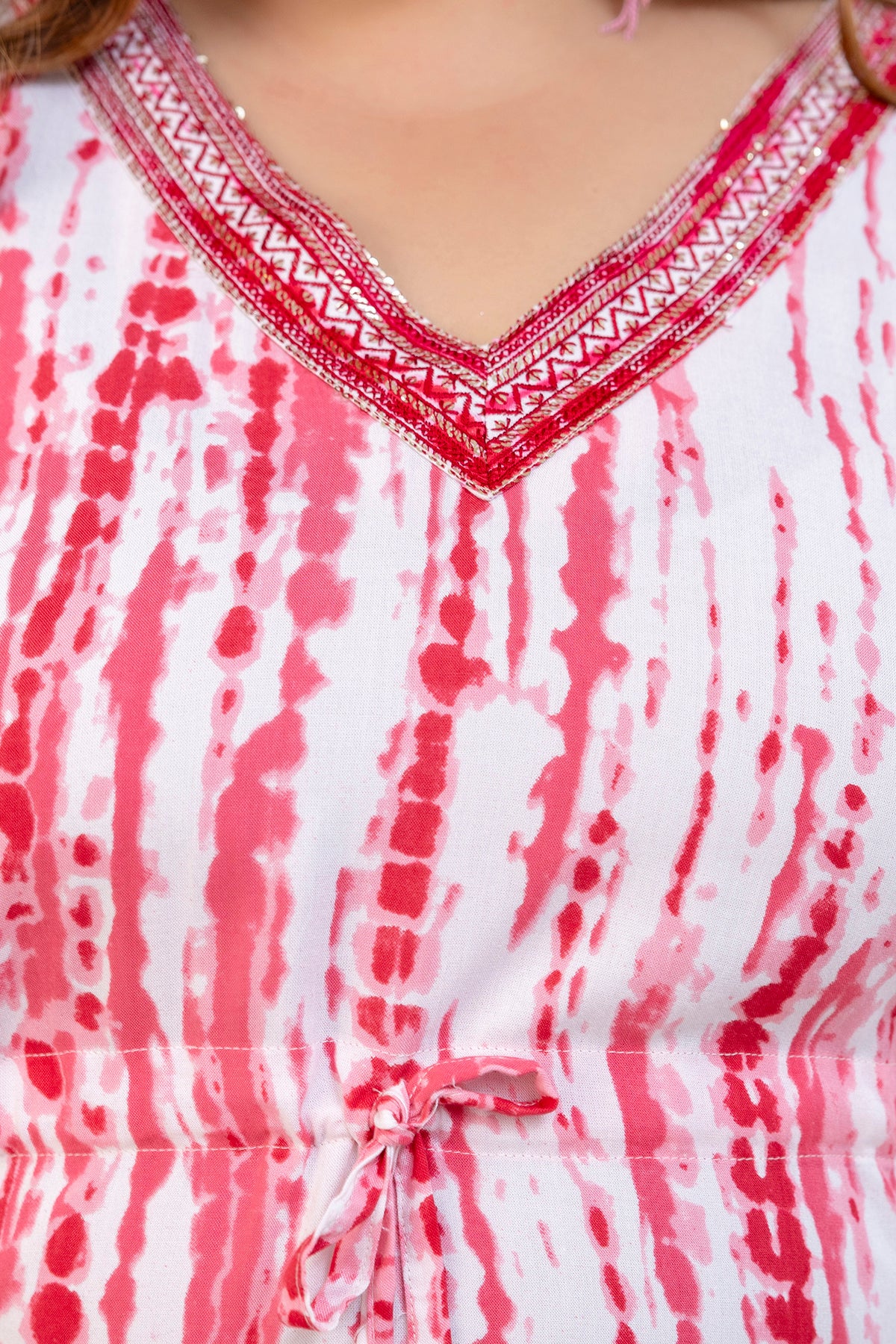 Pink Tie-Dye Kaftan Tunic Top