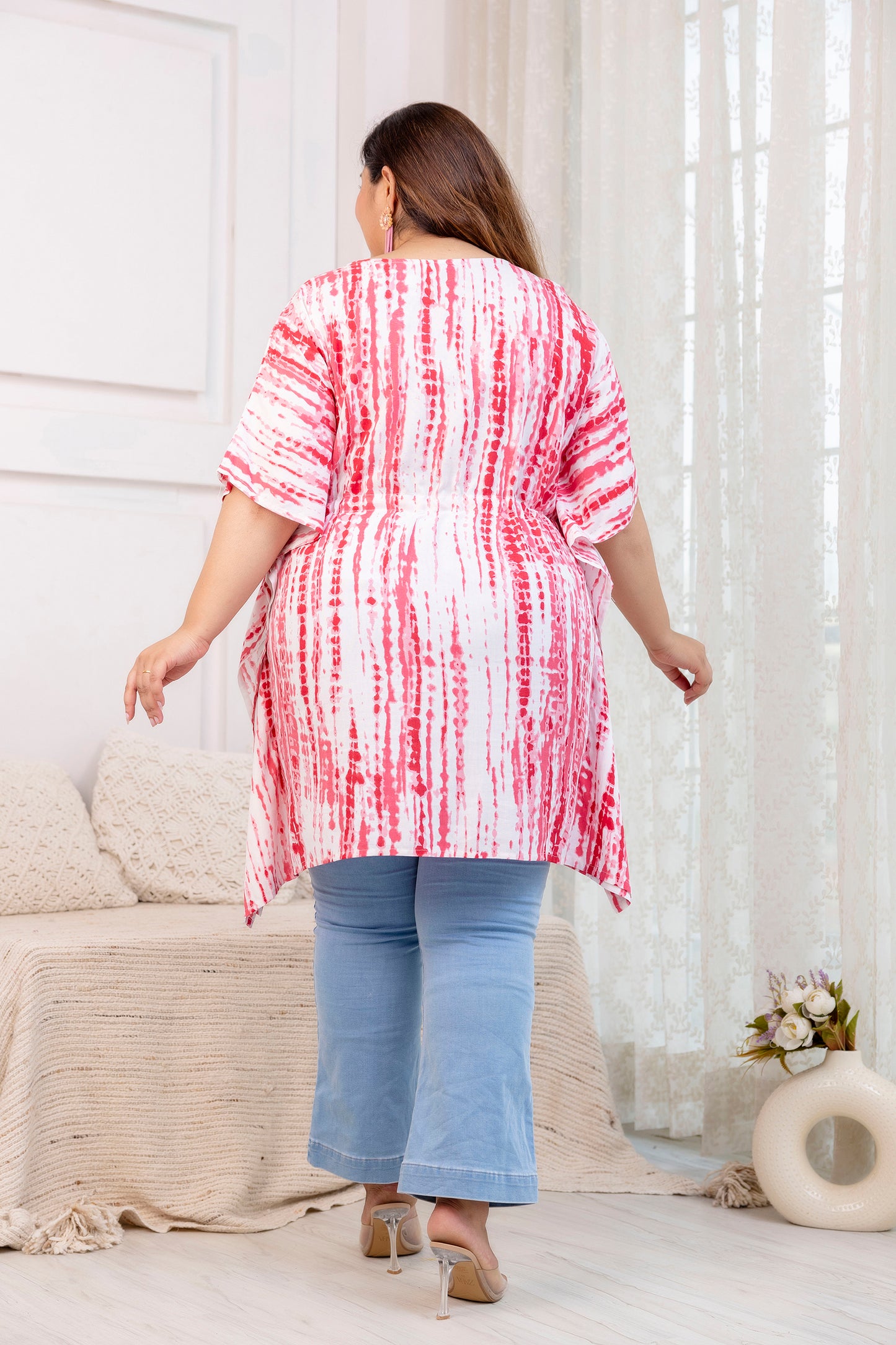 Pink Tie-Dye Kaftan Tunic Top