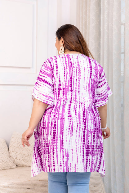 Purple Tie-Dye Kaftan Tunic Top