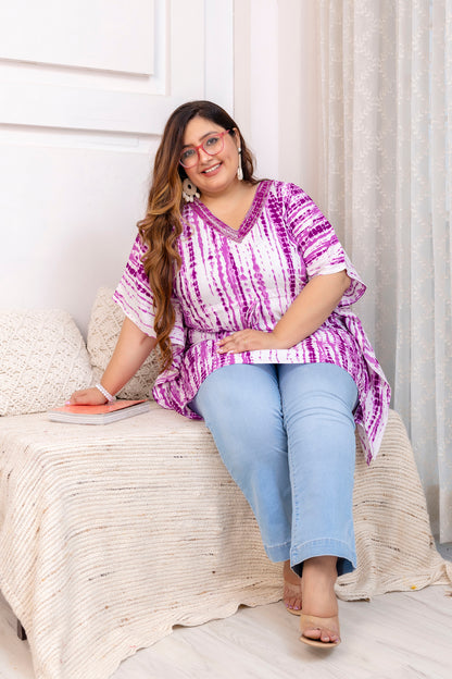 Purple Tie-Dye Kaftan Tunic Top