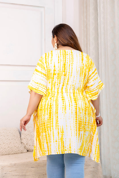 Yellow Tie-Dye Kaftan Tunic Top