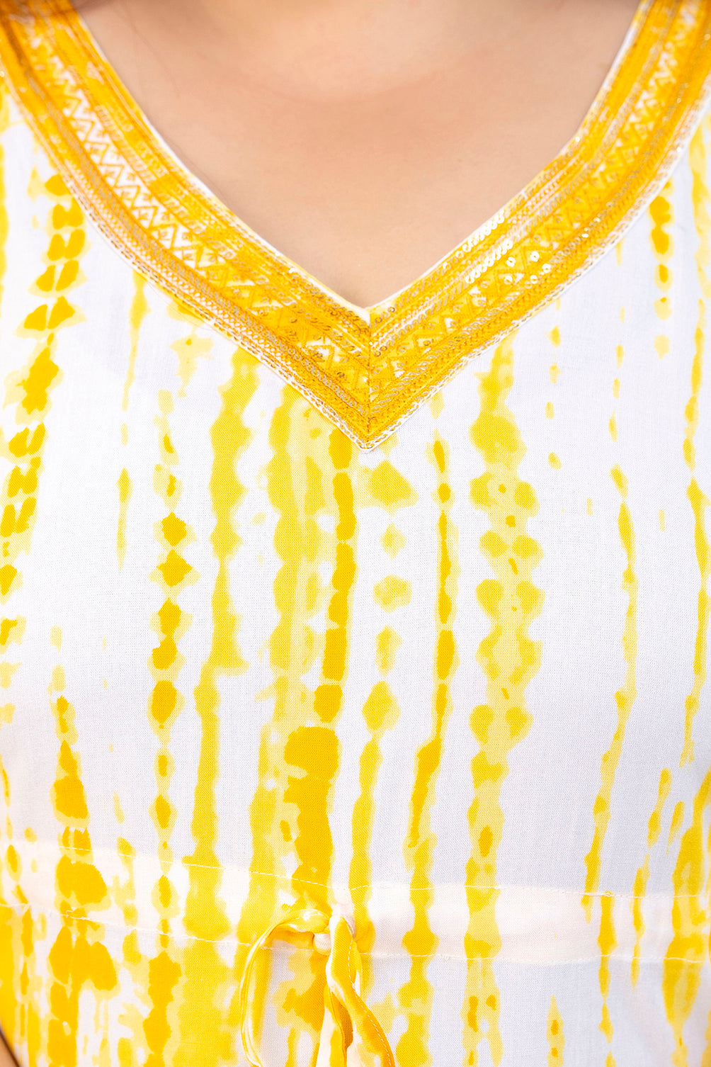 Yellow Tie-Dye Kaftan Tunic Top