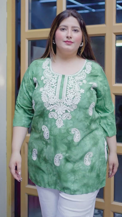 Green Embroidered Regular Top