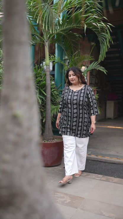 Black Bandhani Print Ethnic Top