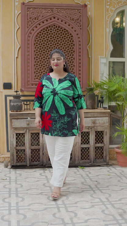 Green Printed Top/Tunic