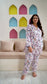 Purple Printed Night Suit Shirt & Pajama Set
