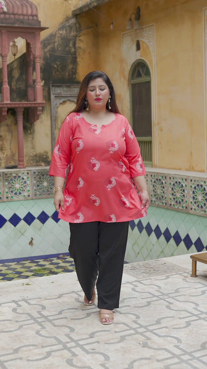 Peach Printed Top/Tunic