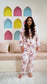 Light Pink Printed Night Suit Shirt & Pajama Set