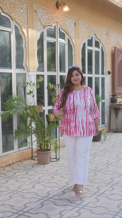 Pink Tie-Dye Tunic Top