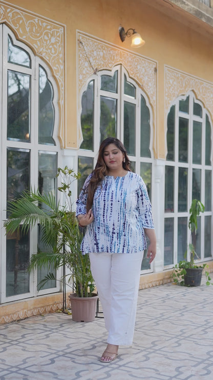 Blue Tie-Dye Tunic Top