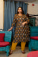 Blue Printed Front Slit Straight Kurti