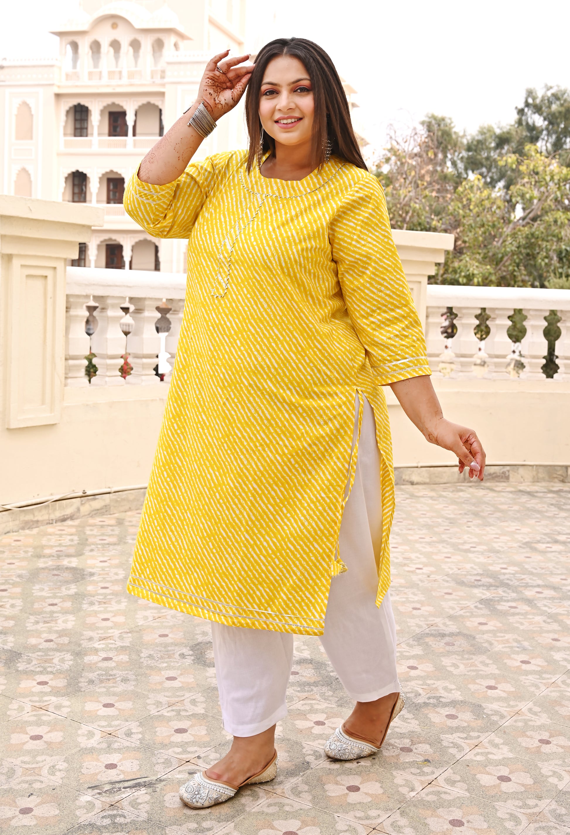 Beautiful Yellow Kurti Medium Size: Krishna Culture