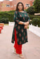 Sacramento Green Mirror Work Straight Kurti