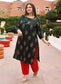 Sacramento Green Mirror Work Straight Kurti