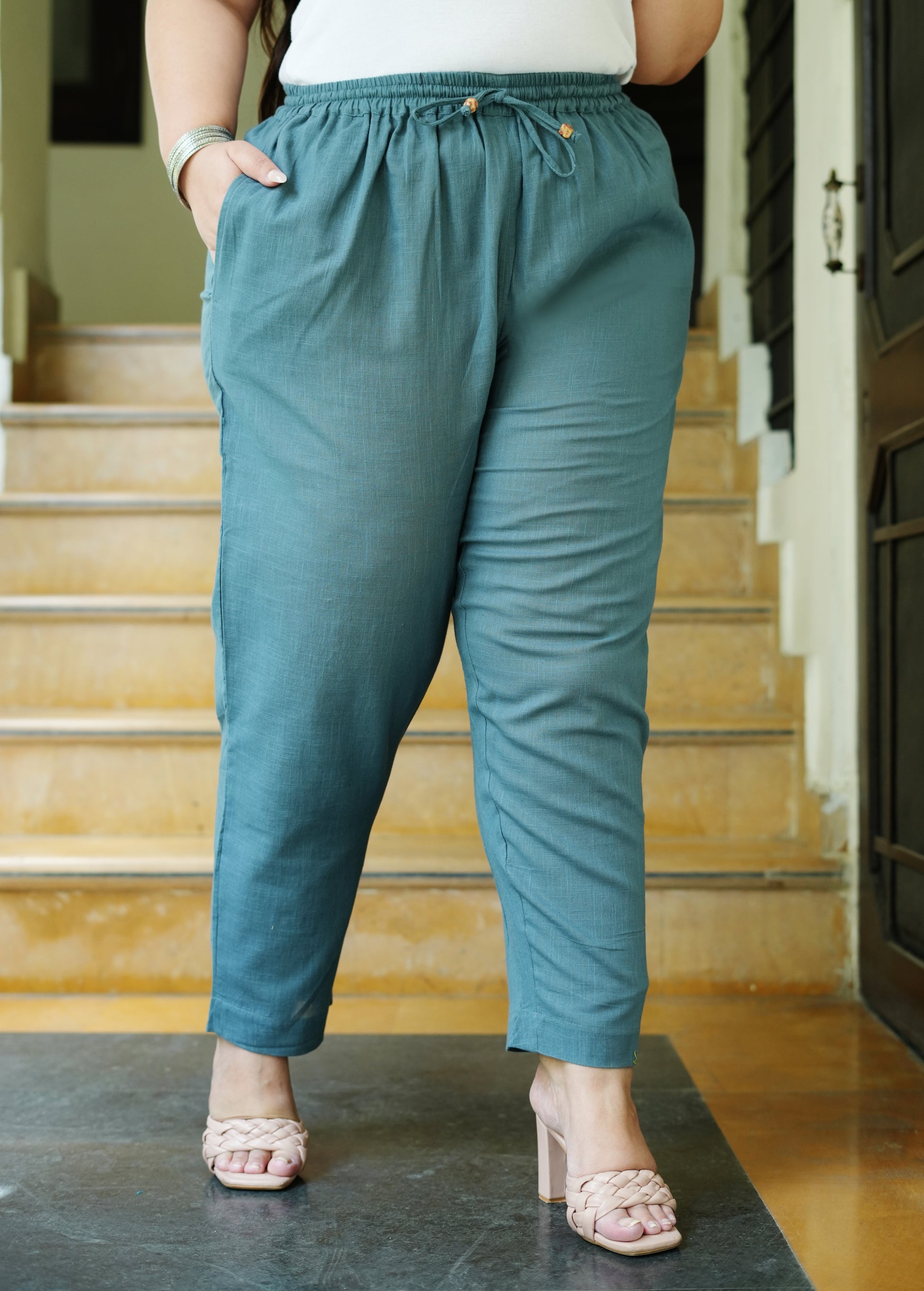 CottonPolyester Plus Size Womens Pants or Trousers
