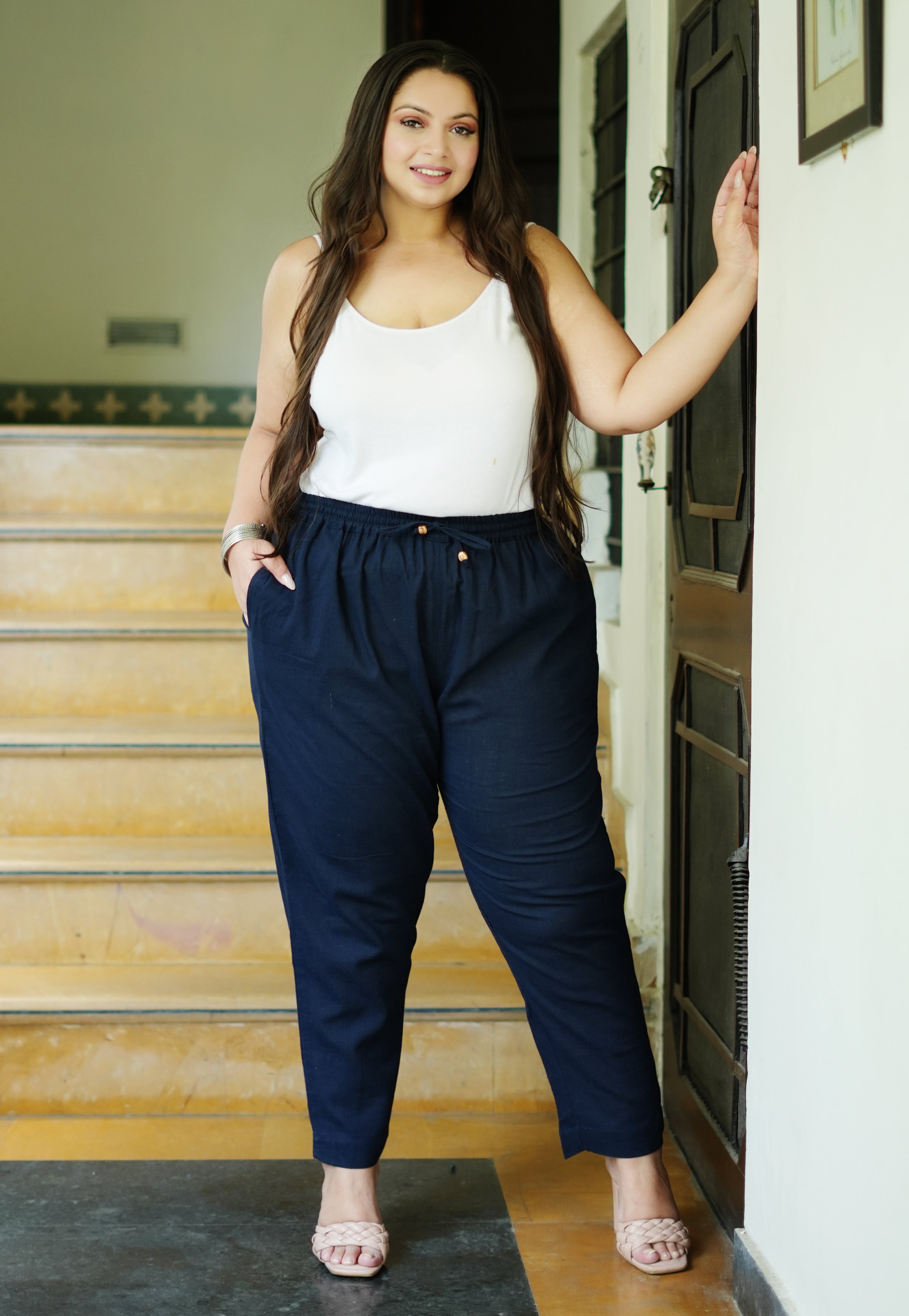 Buy PLUS SIZE BLACK TAPERED TROUSERS for Women Online in India