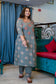 Grey Printed Kurta Pant Set with Handwork