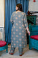 Grey Printed Kurta Pant Set with Handwork